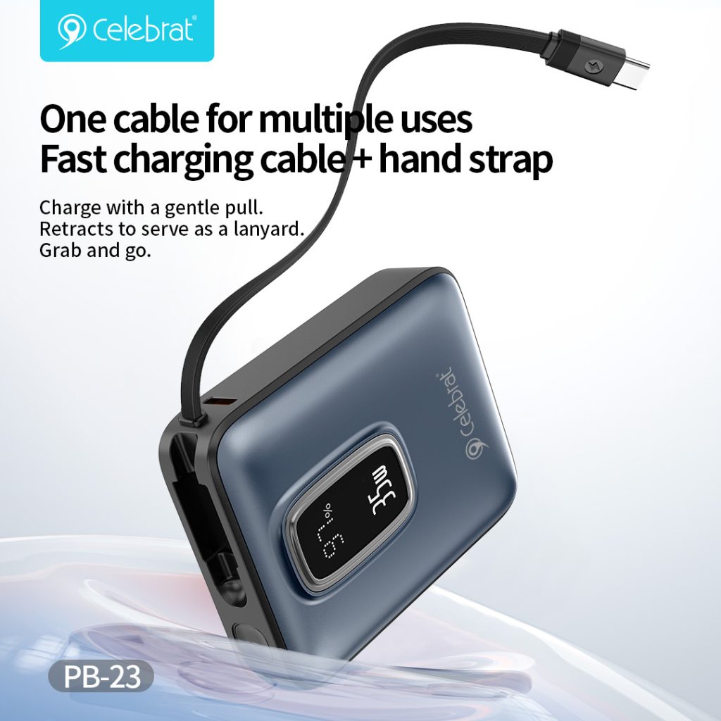 One cable for multiple uses
Fast charging cable+ hand strap