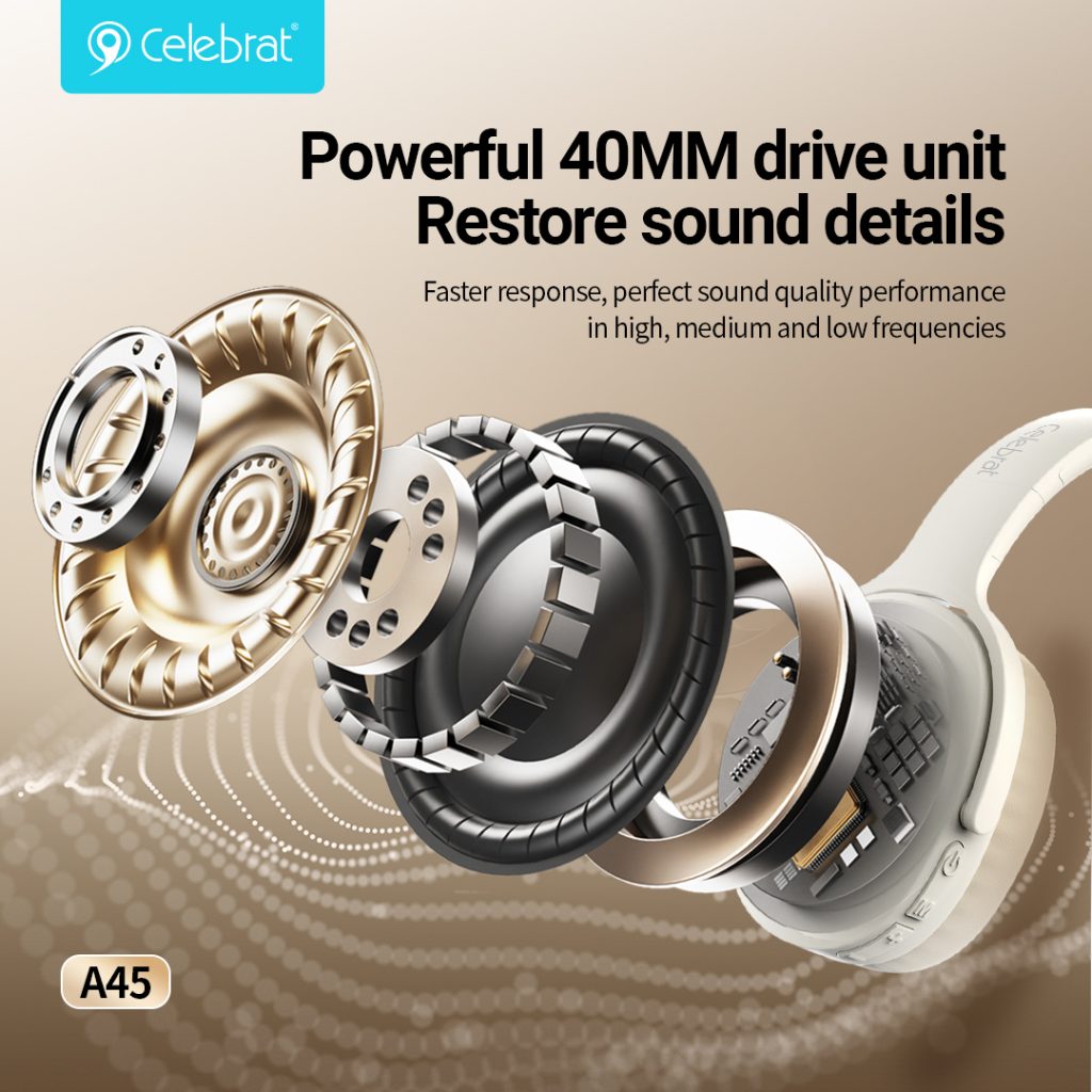 Powerful 40MM drive unit 
Restore sound details