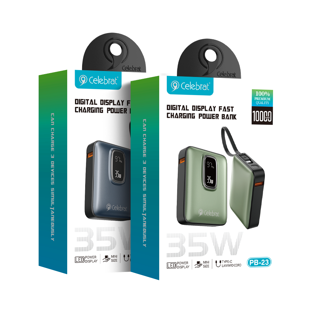 Celebrat PB-23 35W LED Power Bank with Type-C Cable for 3 Devices Product Packaging