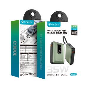 Celebrat Green PB-23 35W LED Power Bank with Type-C Cable for 3 Devices Product Packaging