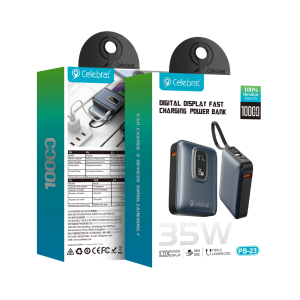 Celebrat Blue PB-23 35W LED Power Bank with Type-C Cable for 3 Devices Product Packaging