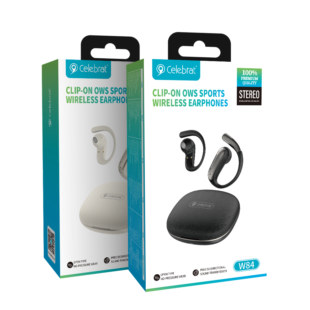 Celebrat W84 8g Open-Ear 3D Surround TWS Earbuds Product Packaging