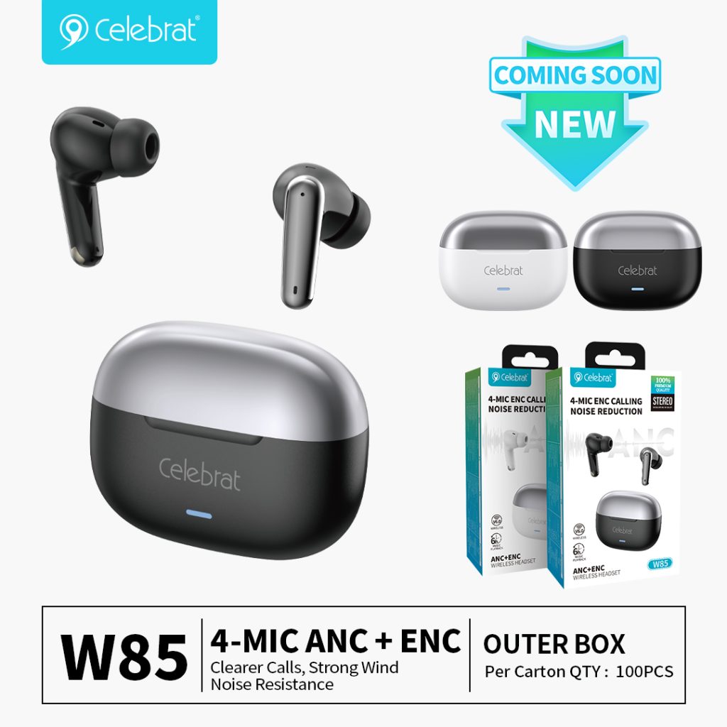 Celebrat W85 Hybrid ANC & ENC Earbuds For Bulk On-Sale
