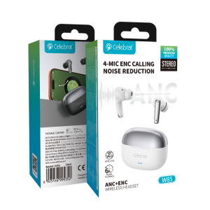 Celebrat White W85 Hybrid ANC & ENC Earbuds Product Packaging
