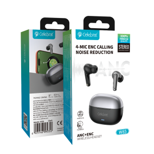 Celebrat Black W85 Hybrid ANC & ENC Earbuds Product Packaging