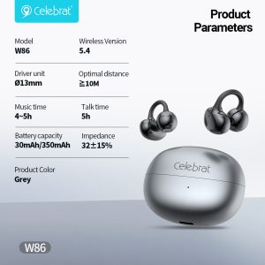Celebrat W86 Painless Ear Clip TWS Product Parameters