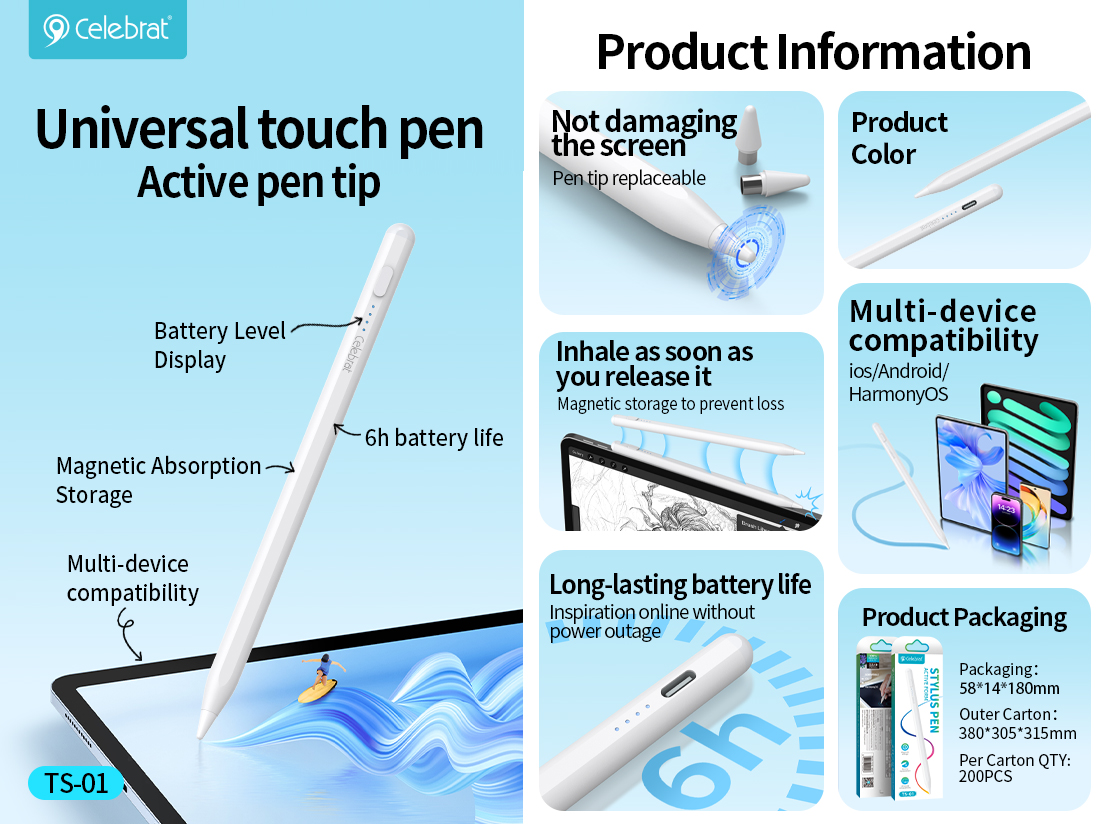 Celebrat TS-01 Magnetic Stylus Pen Product Information
