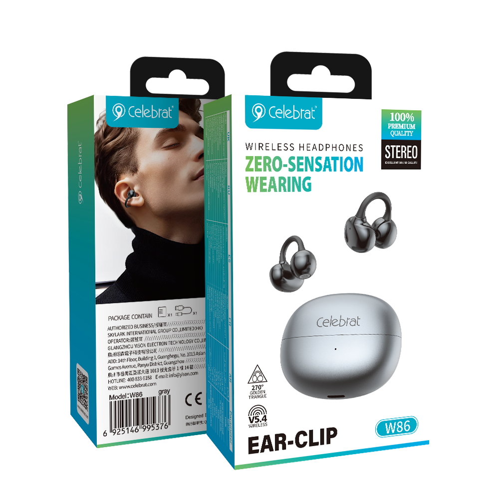 Celebrat W86 Painless Ear Clip TWS Product Packaging