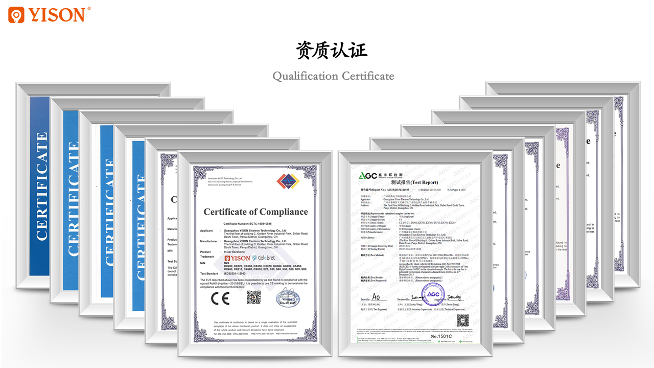 YISON's Qualification Certificates