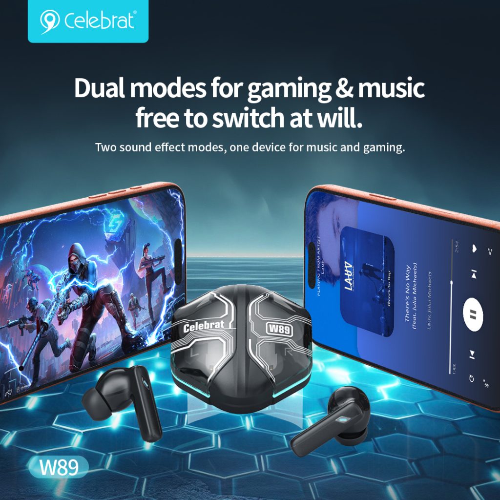 Dual modes for gaming & music
free to switch at will.