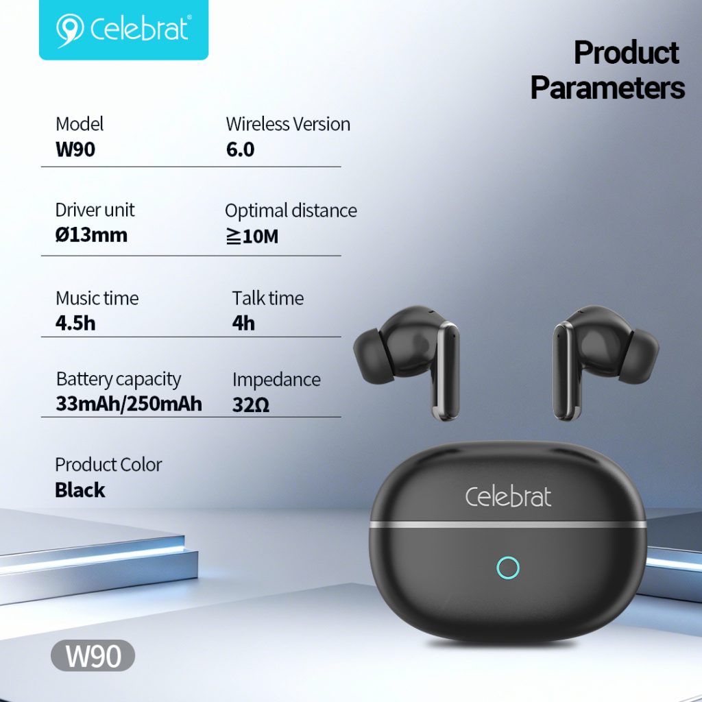 Celebrat W90 TWS Earbuds Product Parameters