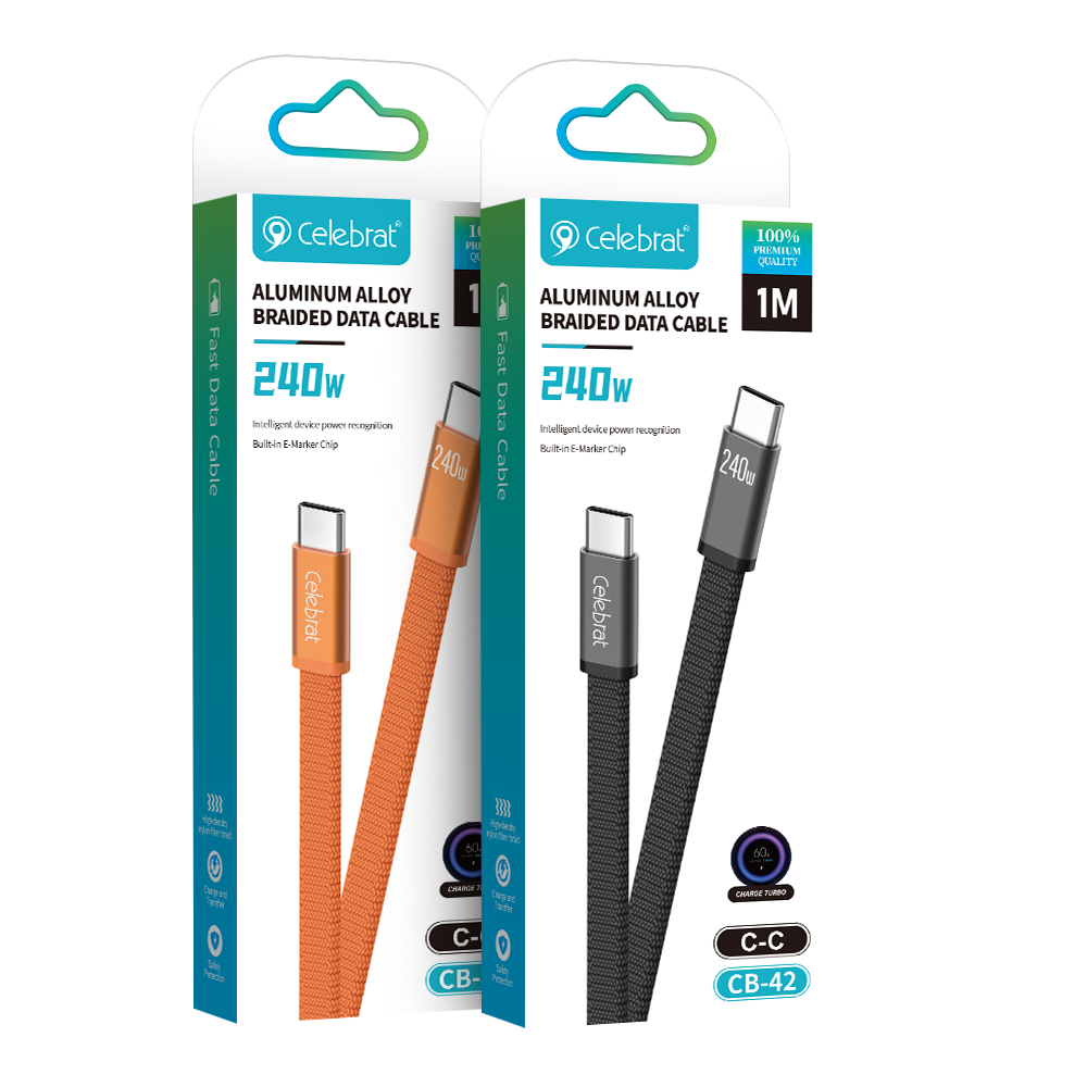CB‑42 / CB‑43 Series 240W Fast‑Charge Braided USB‑C Cable (Type‑C to Type‑C) – Extreme Charging, Efficient Data Transfer