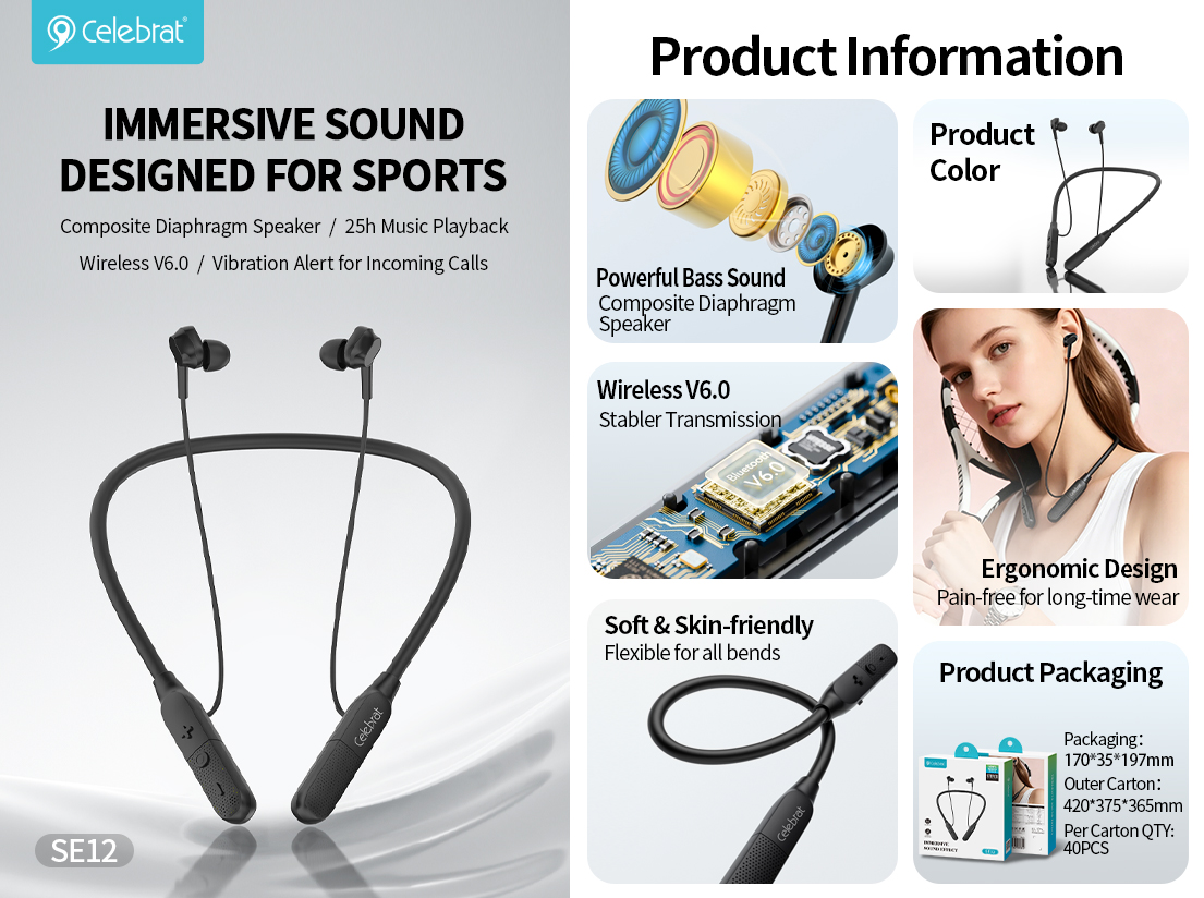 SE12-neckband Bluetooth headphones